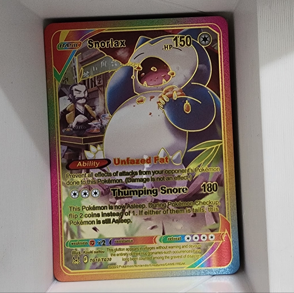 Snorlax Rainbow Foil HP 150 Pokémon Fan Art Card
